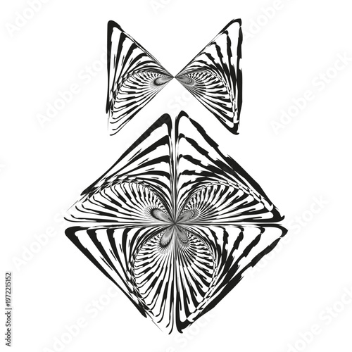 Abstract butterfly shape. Bow tie Vector. Symmetric graphic sign. Artistic line pattern. Manual vector only. No autotrace used.