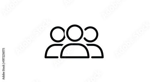 Simple Black and White Icon Depicting a Group of People.