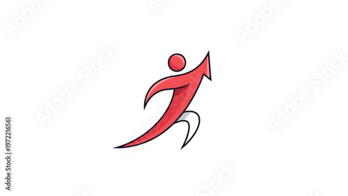 Red Arrow Person Symbolizing Growth, Progress, and Achievement.