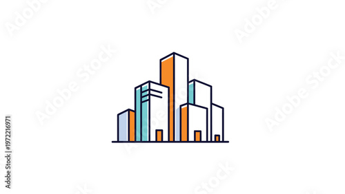 Modern Cityscape Illustration Depicting Buildings and Urban Architecture.