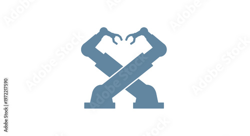 Robotic Arms Intertwined in a Heart Shape, Modern Technology Concept.