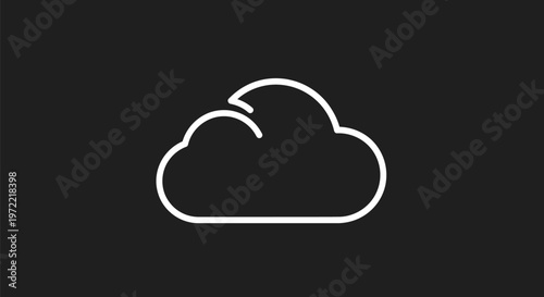 Simple White Cloud Icon on Black Background for Design.