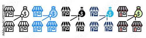Store icon set multiple style collection