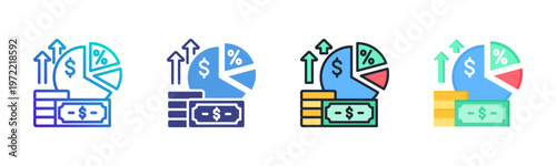 Profit Margin Icon Set Vector Collection Isolated In Black And White