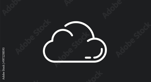 Simple White Cloud Icon on Black Background for Design.
