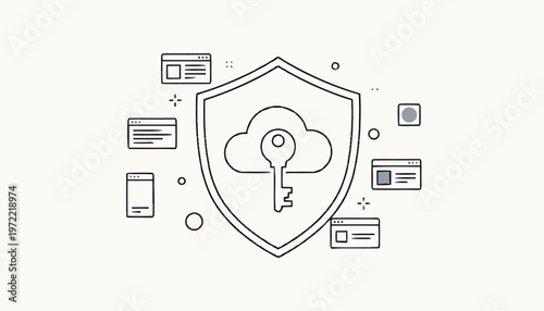 Secure Cloud Data Protection and Digital Security Concept Illustration.