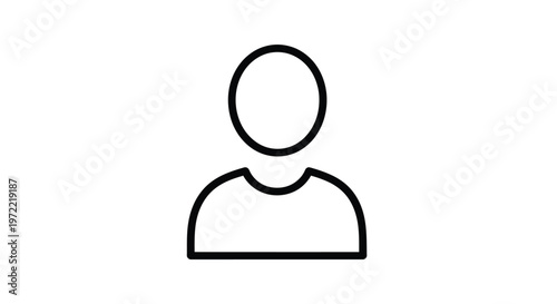 Simple Outline Illustration of a Human Person Icon on White Background.