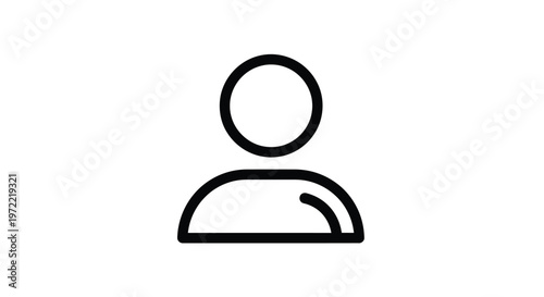 Simple Icon Depicting a Person or User Profile on White Background.
