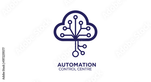 Modern Cloud Computing Automation Control Centre Technology Logo Design.