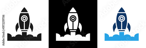 Rocket Icon Set Glyph Vector Illustration