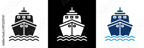 Ship Icon Set Glyph Vector Illustration