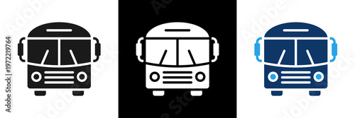 Bus Icon Set Glyph Vector Illustration