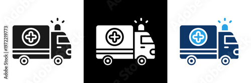 Ambulance Icon Set Glyph Vector Illustration