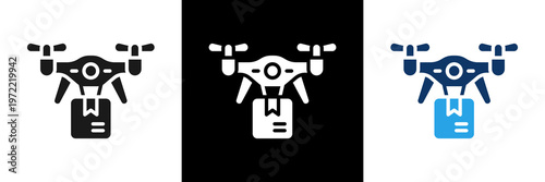 Drone Delivery Icon Set Glyph Vector Illustration