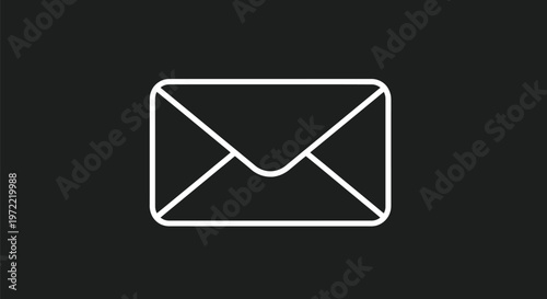 Simple White Envelope Icon on a Dark Background for Communication.