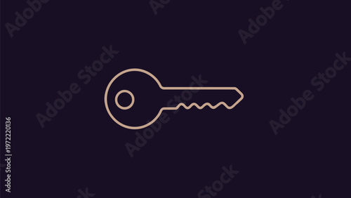Simple Key Icon on Dark Purple Background for Security.