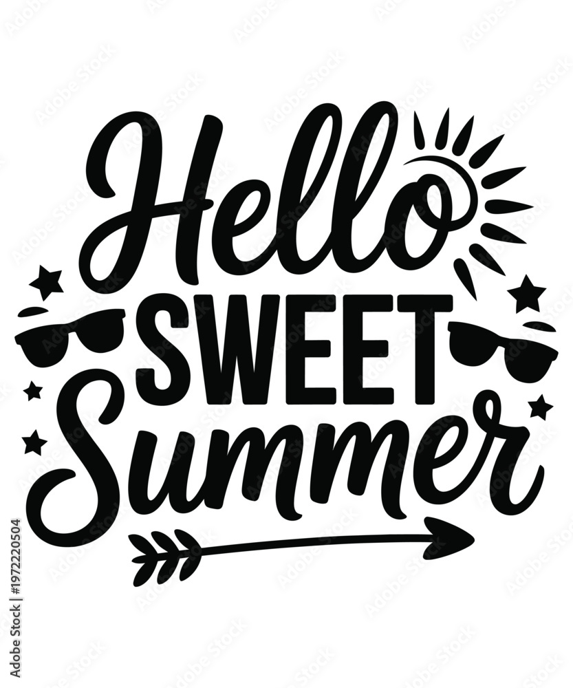 Fototapeta premium Hello Sweet Summer Sunglasses SVG