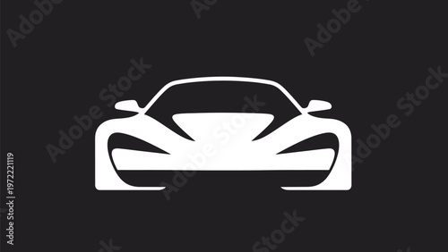 Sleek White Sports Car Silhouette Against a Dark Background.