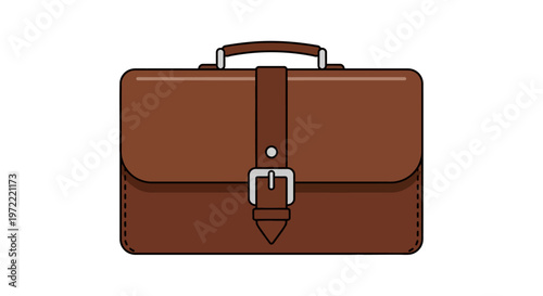 Brown Leather Business Briefcase Handbag.