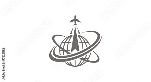 Modern Airplane Taking Off Above Globe Symbolizing Global Travel.