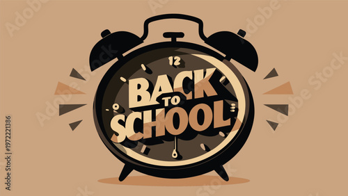 The clock is framed by large, stylized numbers, possibly representing a year, set against a muted brown background. This image evokes a sense of nostalgia and the imminent start of the academic year