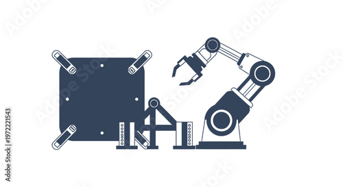 Modern Robotic Arm and Platform Illustration Depicting Automation and Technology.