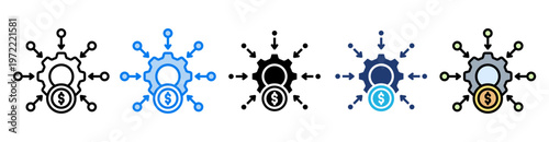 Crowdfunding icon set multiple style collection