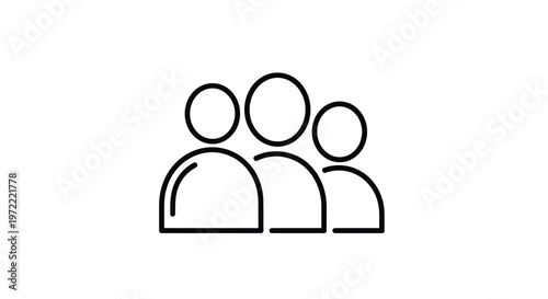 Simple Line Art Illustration of Three People Together.