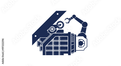 Modern Robotic Arm Assembling Industrial Components in Automation.