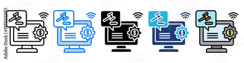 Auction icon set multiple style collection