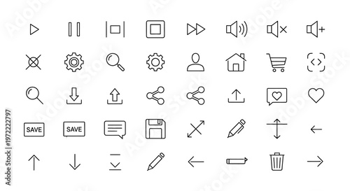Collection of web interface icons.