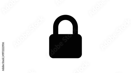 Simple Black Padlock Icon Representing Security and Privacy on an Isolated White Background