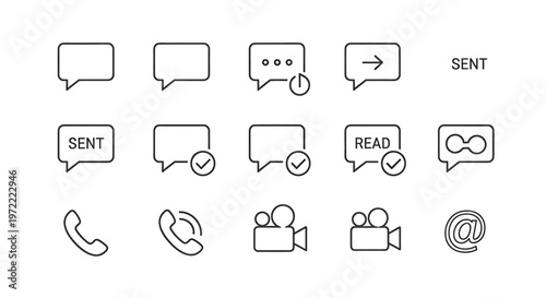 Collection of mobile messaging icons.