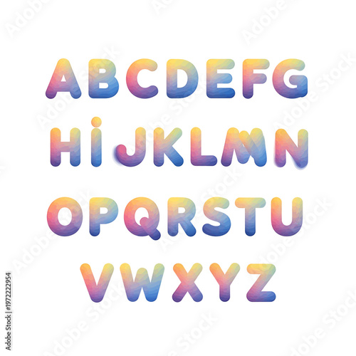 Multicolored alphabet letters in rainbow hues 1.