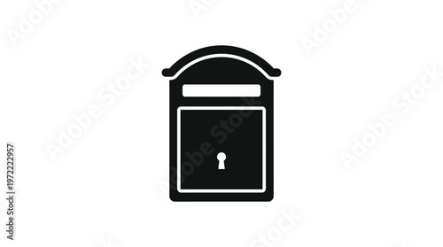 Black Silhouette of a Traditional Mailbox or Postbox, postal service symbol, isolated white background.