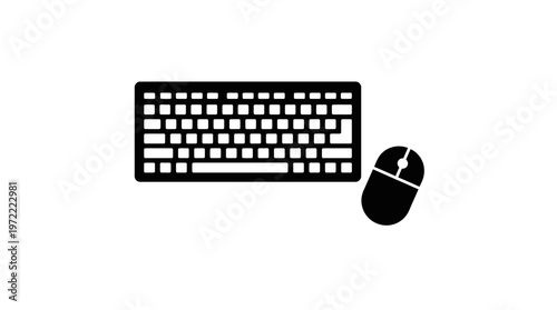 Computer Keyboard and Mouse Peripherals for Desktop PC on Isolated White Background
