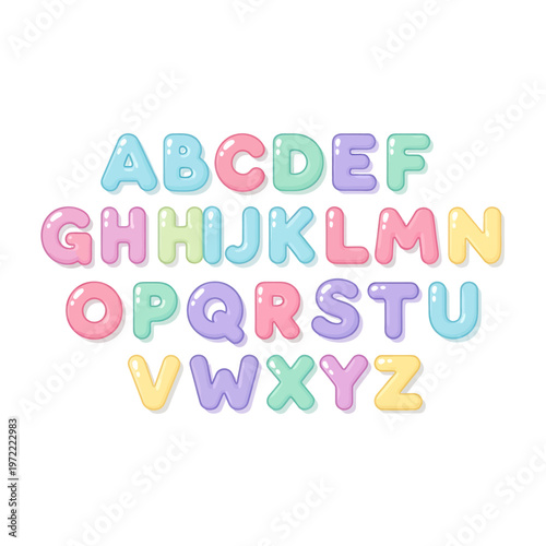 Colorful Alphabet Letters in Pastel Shades.