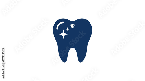Healthy Shining Tooth Illustration with Sparkles, Dental Care Concept, isolated white background.