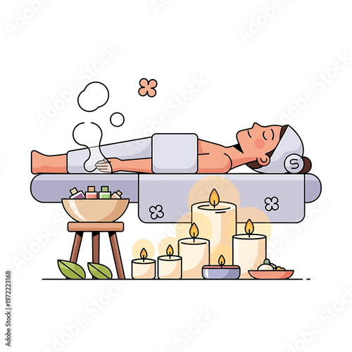 Woman receiving spa treatment therapy relaxation.