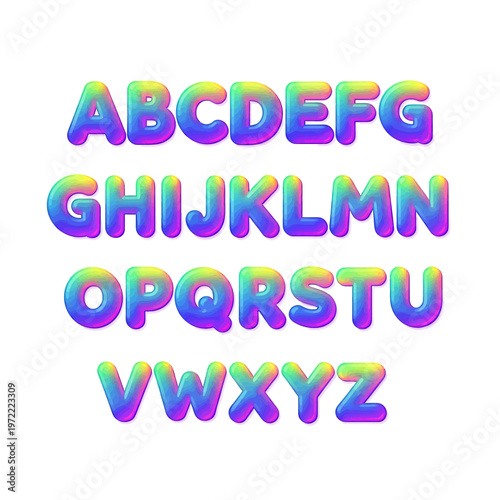 Colorful Holographic Alphabet Letters Set.