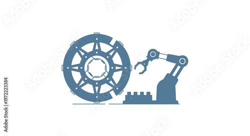 Robotic Arm Assembling a Mechanical Gear with Precision and Automation.