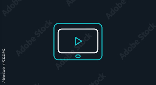 Modern Digital Tablet Displaying Video Playback Interface on Dark Background.