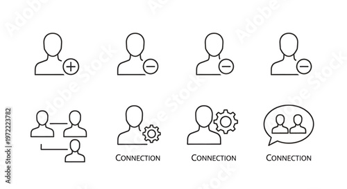Simple line icons of people connecting.