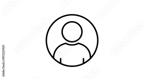 Simple Line Drawing of a Person Inside a Circle.
