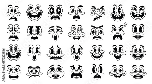 Set of cartoon faces with different emotions
