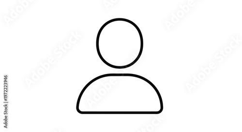 Simple Outline of a Human Person Icon on White Background.