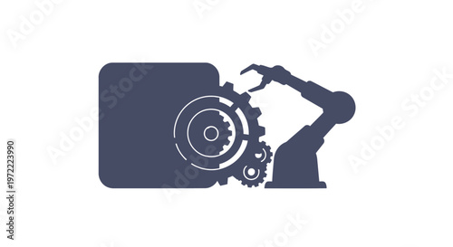 Robotic Arm Assembling Gears on a Computer Screen.