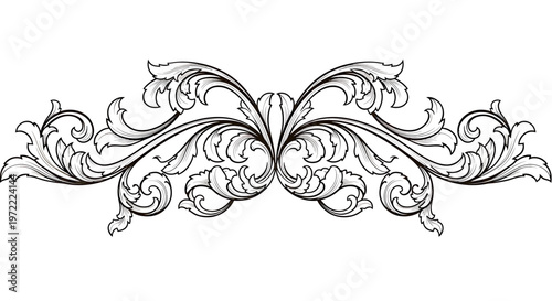 Ornate Decorative Floral Swirl Design Element.