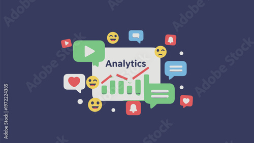 Social Media Analytics Displaying Data and Statistics for Marketing.