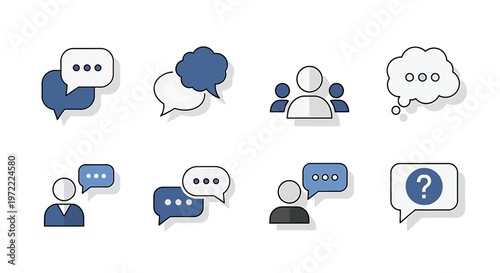 Speech Bubbles and People Icons.